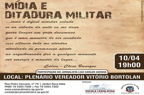 Luiz Carlos Azenha debate Mídia e Ditadura Militar nesta quinta (10)