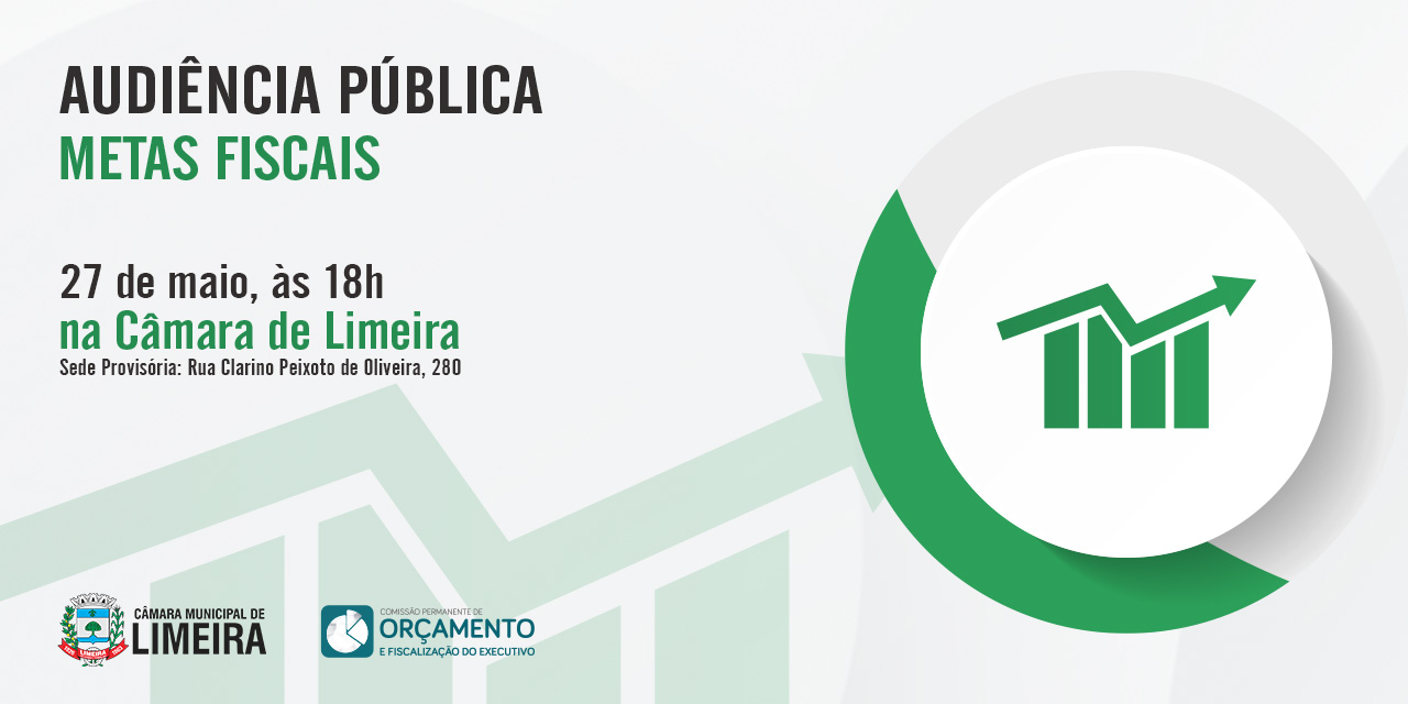 Metas fiscais: audiência pública para prestação de contas da Prefeitura será dia 27 de maio