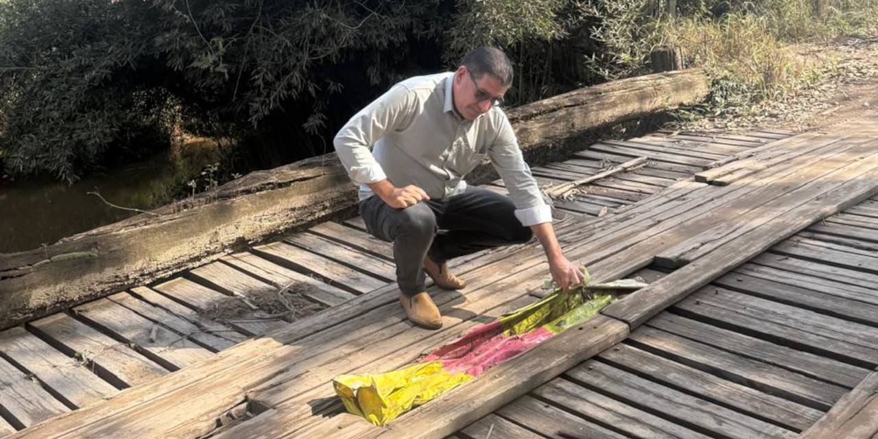 Helder do Táxi alerta para risco de acidente em ponte na estrada rural LIM 124