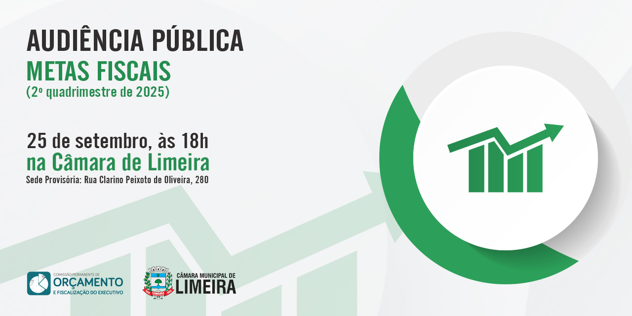 Audiência para prestação de contas sobre metas fiscais será nesta quinta-feira (25/9)