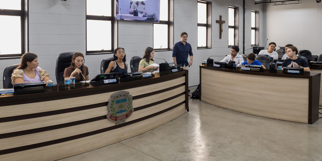 a Mesa Diretora foi composta pelas vereadoras juniores Emanuelly Nascimento Pavan, Luana Fênix João Gomes Pereira, Antonella Fernandes Oliveira Santos e Elisa Caratti Lima