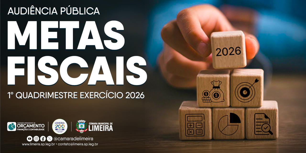 Prestação de contas da Prefeitura sobre o primeiro quadrimestre de 2026 será dia 28 de maio